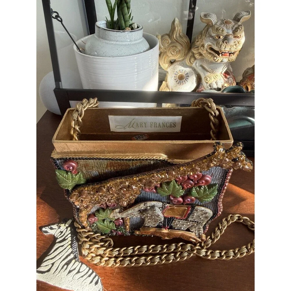VTG Mary Frances 1738 PURSE Crossbody Chain -Africa Zebra, Giraffe,Elephant READ - Picture 8 of 11